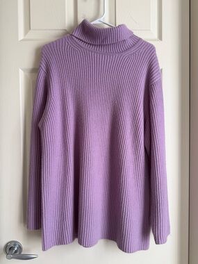 Talbots Lavender Ribbed Turtleneck Sweater Size Large